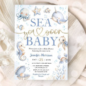 Sea You Soon Modern Boy Sea Ocean Baby Shower 招待状