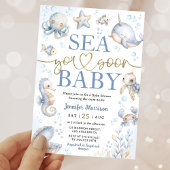 Sea You Soon Modern Boy Sea Ocean Baby Shower 招待状