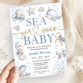 Sea You Soon Modern Boy Sea Ocean Baby Shower 招待状