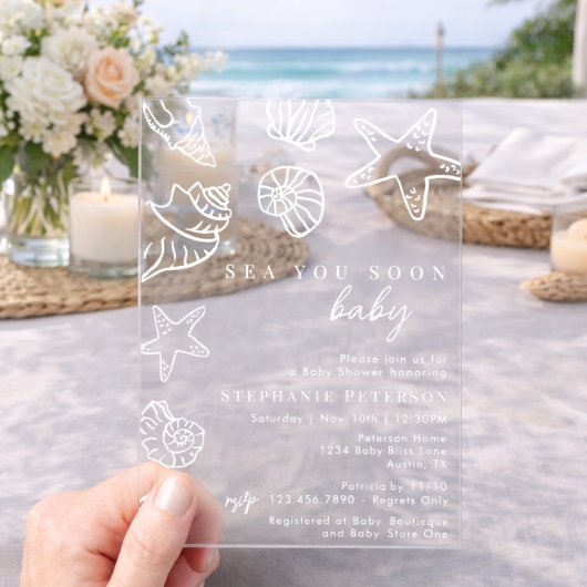 Sea You Soon Nautical Coastal Beach Baby Shower アクリル招待状