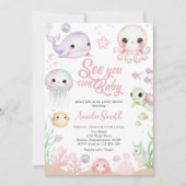 Sea you Soon Ocean Animal Baby Shower 招待状 (正面)