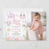 Sea you Soon Ocean Animal Photo Baby Shower 招待状 (正面)