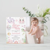 Sea you Soon Ocean Animal Photo Baby Shower 招待状 (スタンド正面)
