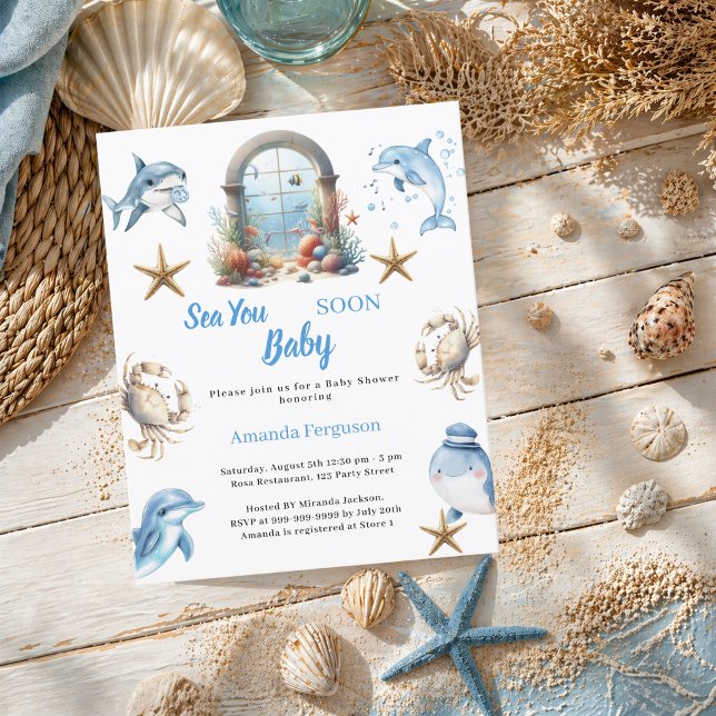 Sea You Soon ocean animals Baby Shower invitation (クリエイターアップロード済み)