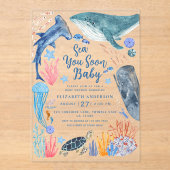 Sea You Soon Ocean Animals Boy Baby Shower Invitat アクリル招待状 (正面)