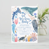 Sea You Soon Ocean Animals Boy Baby Shower Invitat 招待状 (スタンド正面)
