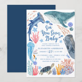 Sea You Soon Ocean Animals Boy Baby Shower Invitat 招待状 (正面/裏面)
