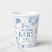 Sea You Soon Ocean Baby Shower Boy Blue 紙コップ (裏面)