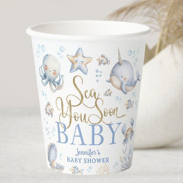 Sea You Soon Ocean Baby Shower Boy Blue 紙コップ
