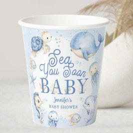 Sea You Soon Ocean Baby Shower Boy Blue 紙コップ