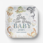 Sea You Soon Ocean Baby Shower Gender Neutral  ペーパープレート (正面)
