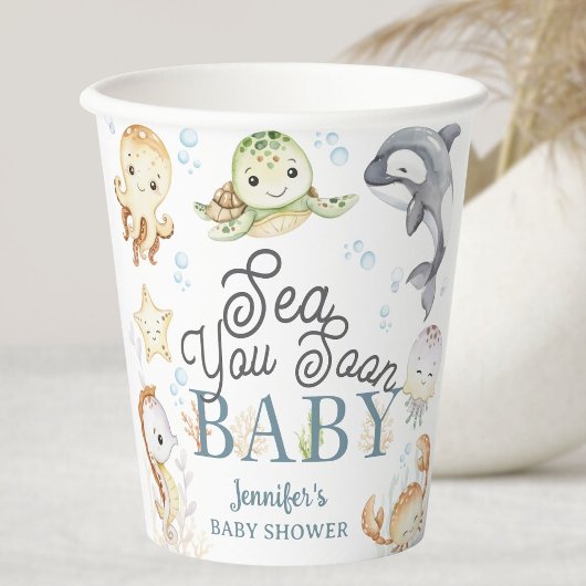 Sea You Soon Ocean Baby Shower Gender Neutral 紙コップ