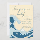 Sea You Soon Ocean Wave Blue Boy Baby Shower 招待状 (正面)
