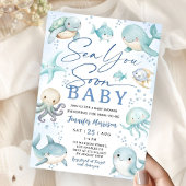 Sea You Soon Ocean Whale Boy Baby Shower 招待状