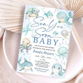 Sea You Soon Ocean Whale Boy Baby Shower 招待状