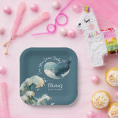 Sea You Soon Ocean Whale Turquoise Baby Shower ペーパープレート (パーティー)