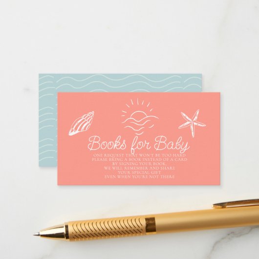 Sea You Soon Pink Baby Shower Book Request エンクロージャーカード (正面/裏面インサイチュ)