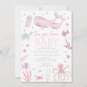 Sea You Soon Pink Under the Sea Baby Shower 招待状 (正面)