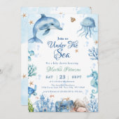 Sea You Soon Seashell Baby Shower 招待状 (正面/裏面)