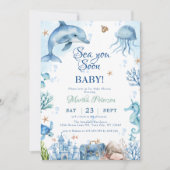 Sea You Soon Seashell Baby Shower 招待状 (正面)