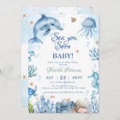 Sea You Soon Seashell Baby Shower 招待状 (正面/裏面)