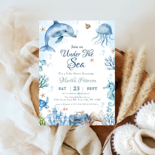 Sea You Soon Seashell Baby Shower 招待状