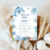 Sea You Soon Seashell Baby Shower 招待状