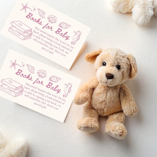 Sea you soon seashells baby shower book request エンクロージャーカード