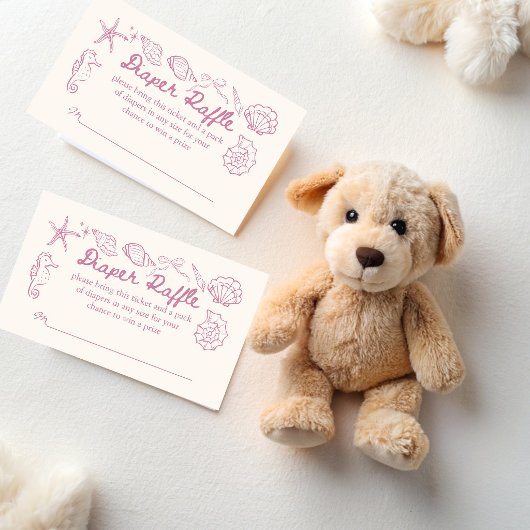Sea you soon seashells baby shower diaper raffle エンクロージャーカード