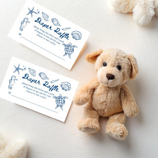 Sea you soon seashells baby shower diaper raffle エンクロージャーカード