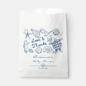 Sea you soon seashells beach boy baby shower フェイバーバッグ (正面)