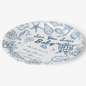 Sea you soon seashells beach boy baby shower ペーパープレート (アングル)