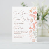 Sea You Soon Seashells Girl Baby Shower 招待状 (スタンド正面)