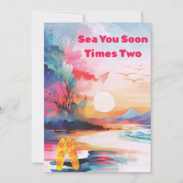 Sea You Soon Times Two Twin Baby Shower Invitation シーズンカード