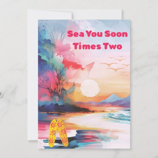 Sea You Soon Times Two Twin Baby Shower Invitation シーズンカード (正面)