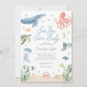 Sea You Soon Under the Sea Baby Shower 招待状 (正面)
