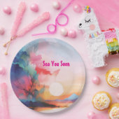 Sea You Soon Watercolor Beach ペーパープレート (パーティー)