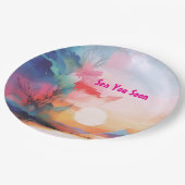 Sea You Soon Watercolor Beach ペーパープレート (アングル)