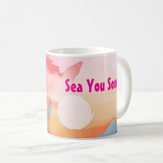 Sea You Soon Watercolor Beach Themed コーヒーマグカップ