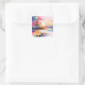 Sea You Soon Watercolor Beach Themed スクエアシール (バッグ)