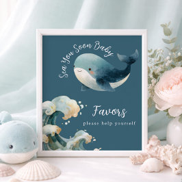 Sea You Soon Whale Baby Shower Favors Sign ポスター