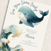 Sea You Soon Whale Ocean Ivory Baby Shower 招待状