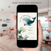 Sea You Soon Whale Ocean Ivory Baby Shower 招待状