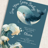 Sea You Soon Whale Ocean Turquoise Baby Shower 招待状