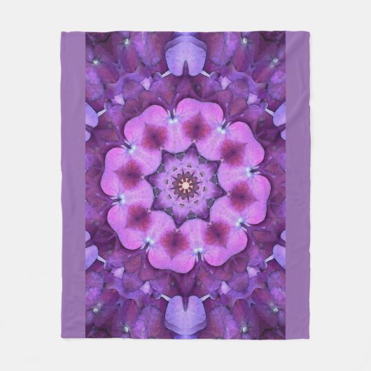 SeaAngeL12による紫色の花の曼荼羅 フリースブランケット (正面)