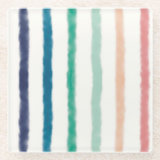 Seabreeze Stripes ガラスコースター (正面)