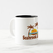 Seabrookの島の"日曜日およびヤシの木"のデザイン ツートーンマグカップ (正面左)
