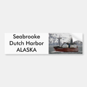 Seabrookeのオランダ港、アラスカのカニのボート バンパーステッカー