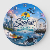 Seafair Festival Seattle Washington Nautical ラージ壁時計 (正面)