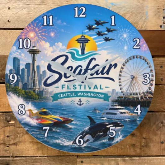 Seafair Festival Seattle Washington Nautical ラージ壁時計